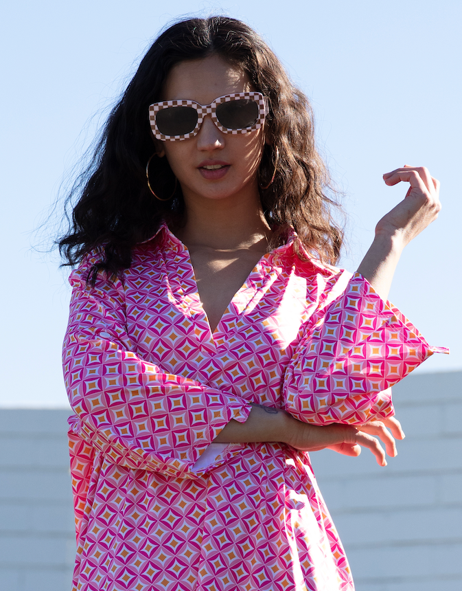 Turquoise Palms - Quarter Sleeve Dress