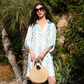 Turquoise Palms - Quarter Sleeve Dress